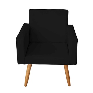 Poltrona Cadeira Decorativa Nina Suede Preto- Móveis Mafer 2