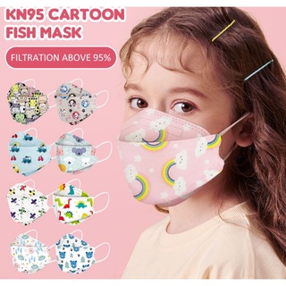 10 Pçs Máscara Infantil Descartável Kf94 Em Formato De Peixe Com Estampa 3d Para 3-12 Anos HC
