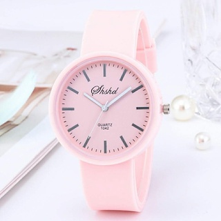 Relógio Feminino Rosa de Pulso Quartzo Pulseira de Silicone Barato Promoção