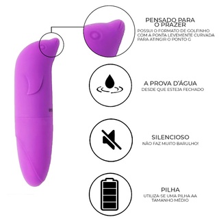 Vibrador Feminino Ponto G Golfinho Com Pilha Prova D'água Liso Sem Fio Sexy Toy Sex Shop (2)