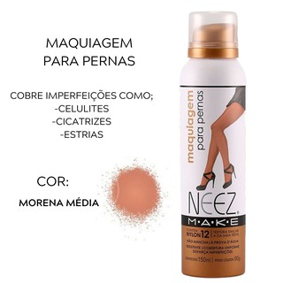 Spray Maquiagem De Perna Esconde Celulite Estrias E Cicatriz Meia Calça Nezz Morena Média