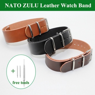 Elegante Relógio Nato Zulu Pulseira De Couro Genuíno Faixa De Wrist Band Acessórios 18mm 20mm 22mm 24mm