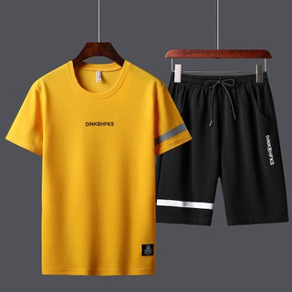 Camiseta Masculina De Secagem Rápida De Duas Peças + Blusa Simples Esportiva