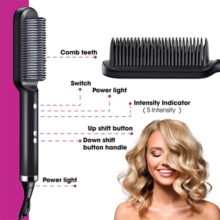 Escova alisadora de cabelo multifuncional , modelador de barba elétrica (3)