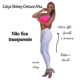 Calça Jeans BRANCA Feminina Skinny Com Lycra Premium