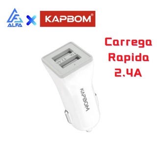Carregador 2.4A Kapbom para Celular Veicular Carro Fonte 2 entradas USB Turbo Rápido