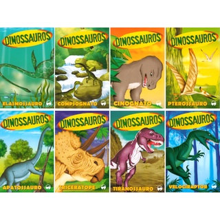 Historias Dinossauros - Kit com 8 Livros - 10 Páginas cada Livro - Ricamente Ilustrado