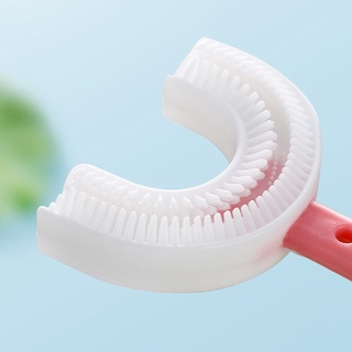 Escova De Dentes Infantil De Silicone Flexível Em Formato De U Giratória Para Oral/Limpeza De Bebês (5)
