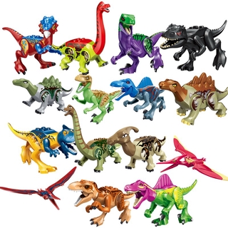 Mini Bonecos Dinossauros do Jurássico Dinossauros Velociraptor -Rex Compatível com lego / Brinquedos