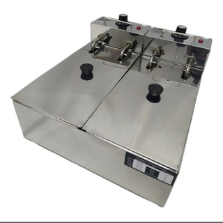 Fritadeira Elétrica Fritador a Oleo Industrial Profissional de 6 Litros com 2 Cubas em Aço Inox 110v (1)