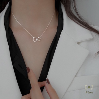 Prata esterlina 925 brilhante duplo coração amor coração zircão joias simples moda feminina para presente com colarinho FLOE