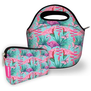 Kit Basic Isoflex Bolsa Com Necessaire Isoprene Floral Feminino Flamingos Florais