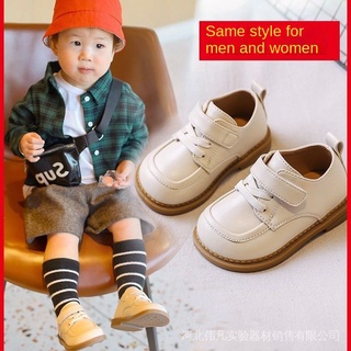Sapato De Couro Infantil Escovada Com Sola Flexível Para Bebês/Meninos /