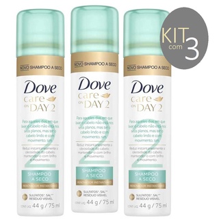 Kit c/ 3 Shampoo a Seco Dove Care On Day 2 75ml