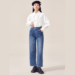 A21 Calça Jeans Feminina Larga/Casual/Todos Os Combina Com Cintura Alta/Reta