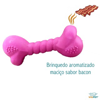 Brinquedo Para Cães Cachorros Pet Osso Maciço Mordedor Aroma Bacon 10 cm