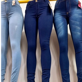 Calça Jeans Feminina com Elastano Cintura Alta Empina Bumbum em Promoção