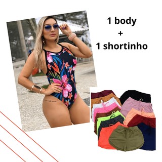 Kit 1 body + 1 shortinho feminino- moda praia