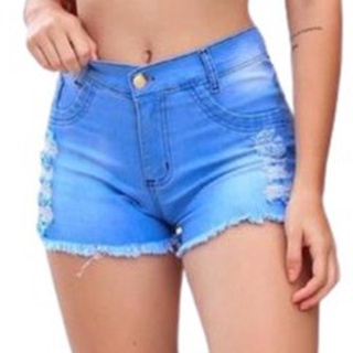short jeans feminino cintura alta hot pants lycra