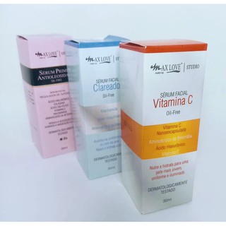 Sérum Max Love Kit com 3 Sérum Primer Antioleosidade, Clareador e Vitamina C (2)