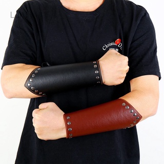 Esportes De Segurança Do Punk Sportswear Bracer Arm Guard Couro Braçadeira Para Tiro Viking Protetor Largo Preto