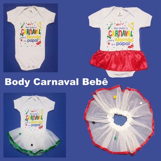 Body Personagem Carnaval Menino e Menina Saia Bebê Folião Verão Saia Tule