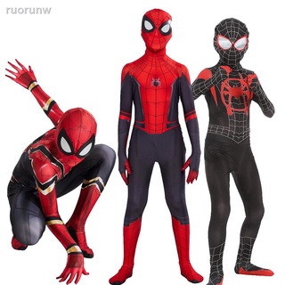 ♕♀Longe De Casa Do Homem Aranha Traje Cosplay Peter Parker Zentai Suit Superhero Bodysuit Macacão Traje De Halloween (1)