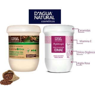 Kit Creme de Massagem Cafeina 7 Ativos 650g + Nano Dmae 650g Dagua Natural