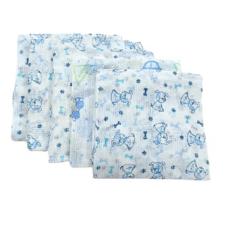 Fralda de Pano Kit Com 05 Unidades 65cm x 65cm Carícia Baby - Menino Azul - Fraldas de Pano Fina para Bebê