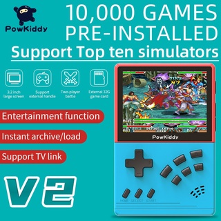 【10000+ Games】POWKIDDY V2 Pocket Retro Game Console Support 10+ Simulators Handheld Game Player Kids Gift