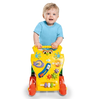 Andador Feliz Brinquedo 2 em 1 Educativo com Atividades para Bebê Calesita Tateti Ref 902 Amarelo