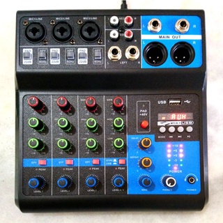 Mesa de som 5 canais com Bluetooth USB e efeito para voz digital multifuncional