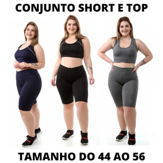 Conjunto Academia Feminino Plus Size Short top + BRINDE Moda Fitness
