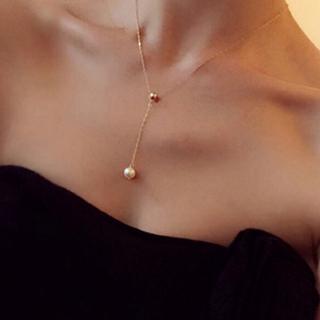Colar Feminino Com Pingente De Pérola / Joia / Corrente Ajustável | Korean Fashion Simple Girls Clavicular Chain Adjustable Necklace Pearl Pendant Jewelry (4)