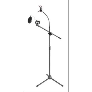 Pedestal Para Microfone C/ Tela Pop E Suporte Para Celular
