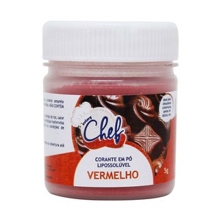 Corante VERMELHO em Pó Lipossolúvel 5g Chef - Alimentício - para Chocolate (1)
