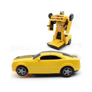Brinquedo Carrinho Vira Robô Bate E Volta Com Luzes E Som Camaro Amarelo (3)