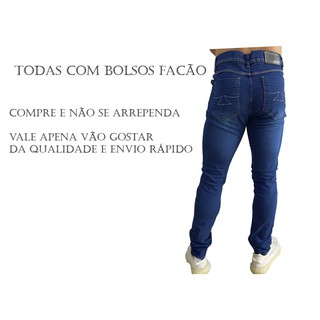 kit 03 calças jeans masculina sarja skinny slim 36 ao 48 promoção (9)
