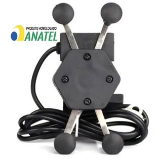 Suporte Celular Para Moto Com Carregador USB Homologado Com Selo Anatel