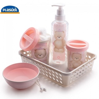 Kit Higiene Bebê Ursinha Rosa Menina Plasútil (1)