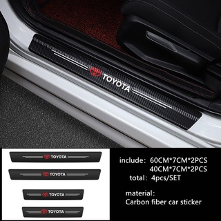 9 peças Toyota Car Door Sill Protector Autocolantes de Fibra De Carbono Tira Estilo De Porta De Carro Para Etios Corolla Yaris Rav4 Supra Hilux Camry Acessórios