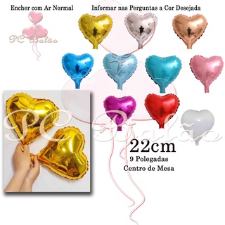 Balão Metalizado Coração 22cm Festa Decoração (1)