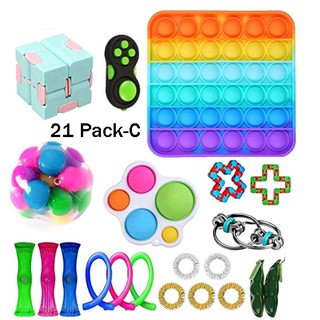 Pop It Sensory Fidget Toys Kit Adulto Kid Autismo Dice Gyro Magic Cube Brinquedo Descompressão Conjunto Brinquedo Mão Dedo Pacote (2)