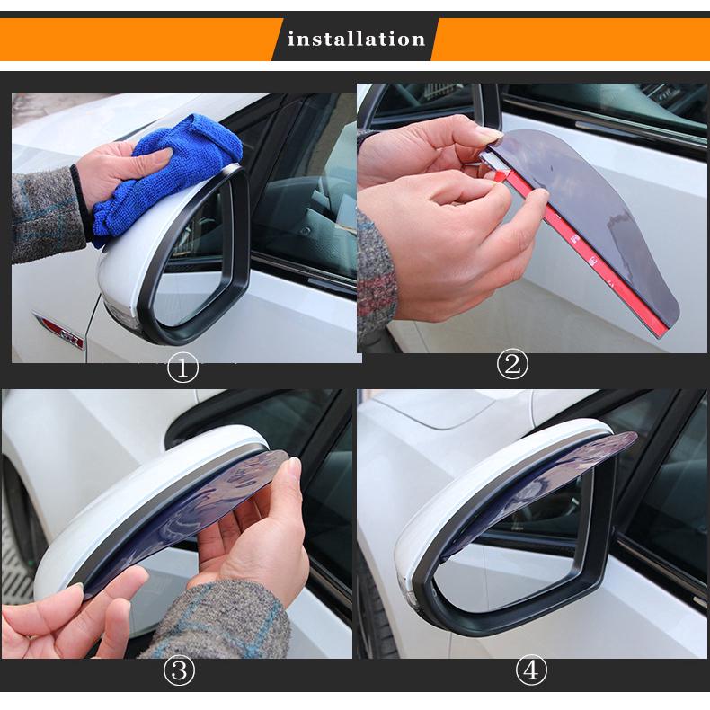 1 Pair Universal Flexible PVC Car Rearview Mirror Rain Shade / Rainproof Blades/Car Back Mirror Eyebrow Rain Cover (8)