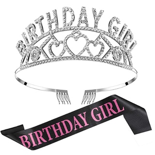 Festa de aniversário Birthday girl vestir deusa coroa alça de ombro adereços de fita de etiqueta de aniversário (3)