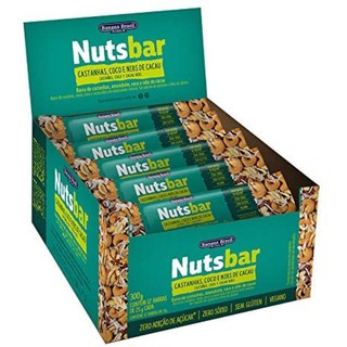 Display Nutsbar Barra de Cereal Castanhas Coco Nibs de Cacau Amendoim Proteína Vegana Canela