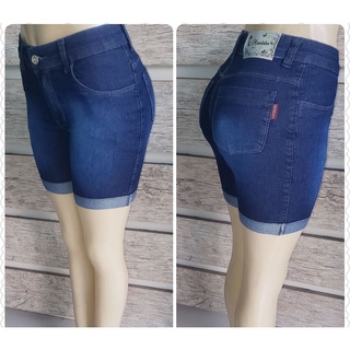 Bermuda jeans feminina cintura alta meia coxa plus size