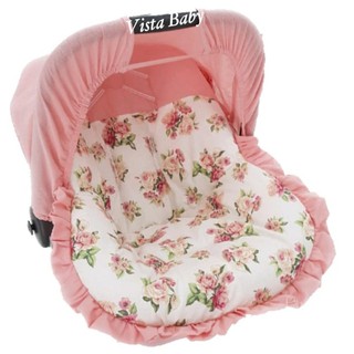 Capa P/ Bebê Conforto + Capota/ Protetor De Sol Floral Rosê (3)