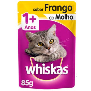 Ração Petiscos Whiskas Sache Frango ou Carne ao Molho Gatos 85g (kit 10 unidades 85g) (3)