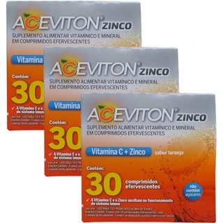 Kit 3x Aceviton Zinco + Vitamina C C/30 Cpr Melhora Imunidade